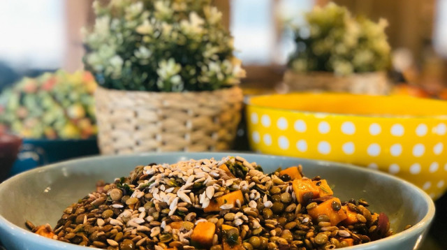 סלט עדשים גלילי  (צילום: טל פינקלשטיין)