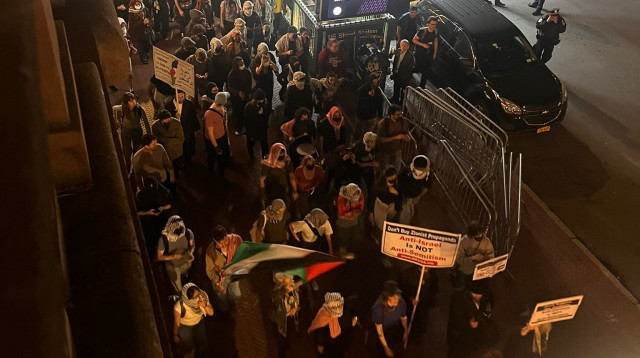 הםגנות פרו פלסטיניות באוניברסיטת קולומביה (צילום: טום רוזנצווייג)