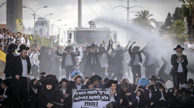 הפגנות חרדים נגד חוק הגיוס (צילום: חיים גולדברג, פלאש 90)