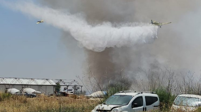 שריפה סמוך לנצרת (צילום: דוברות כב"ה צפון)