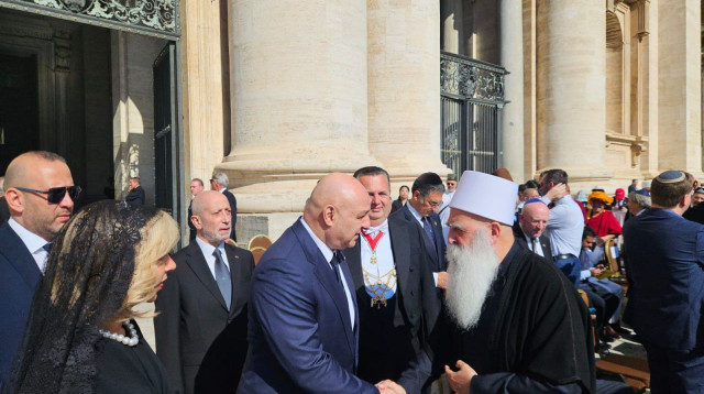 נשיא לבנון ג'וזף עאון ושייח העדה הדרוזית בישראל מופאק טריף (צילום: צילום מסך רשת X)