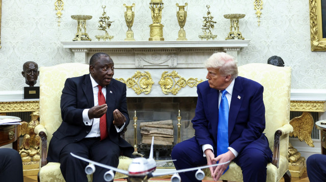 דונלד טראמפ ונשיא דרום אפריקה קיריל ראמפוסה (צילום: רויטרס)