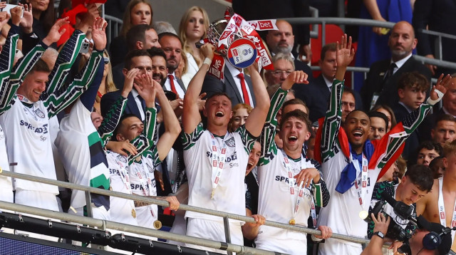 שחקני סנדרלנד חוגגים ניצחון בגמר הפלייאוף של הצ'מפיונשיפ (צילום: רויטרס)