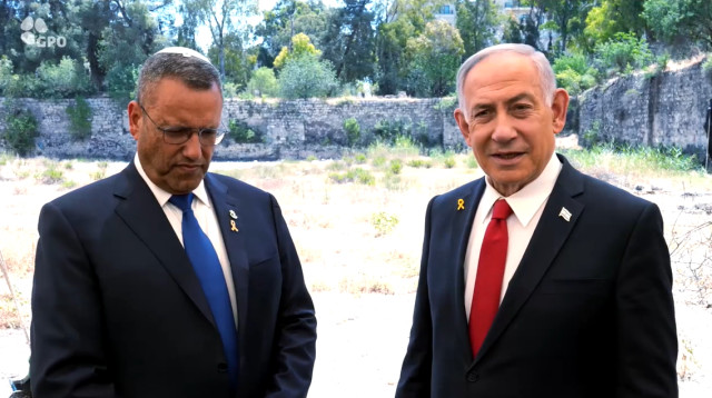 בנימין נתניהו ומשה ליאון (צילום: צילום מסך לע"מ)