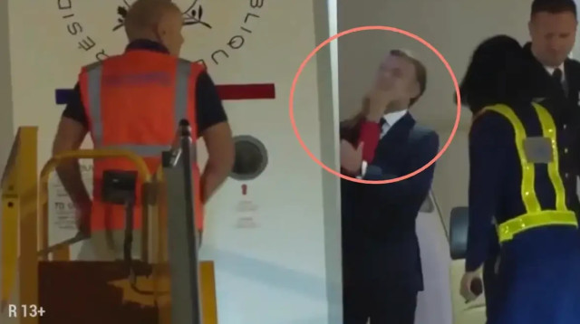 התקרית של עמנואל מקרון (צילום: צילום מסך)