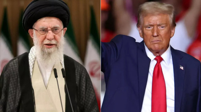 דונלד טראמפ ועלי חמינאי (צילום: צילום מסך, שימוש לפי סעיף 27א' לחוק זכויות יוצרים)