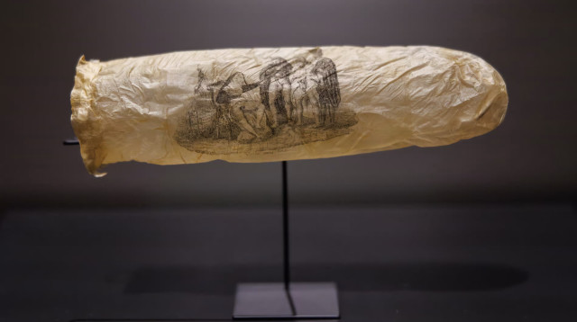 קונדום מלפני 200 שנה מוצג במוזיאון (צילום: Kelly Schenk - Rijks Museum)