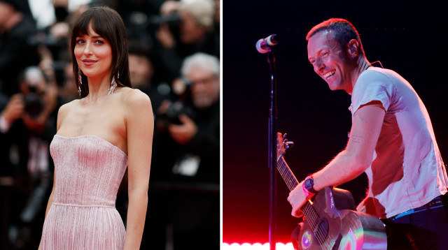 כריס מרטין ודקוטה ג'ונסון (צילום: רויטרס)