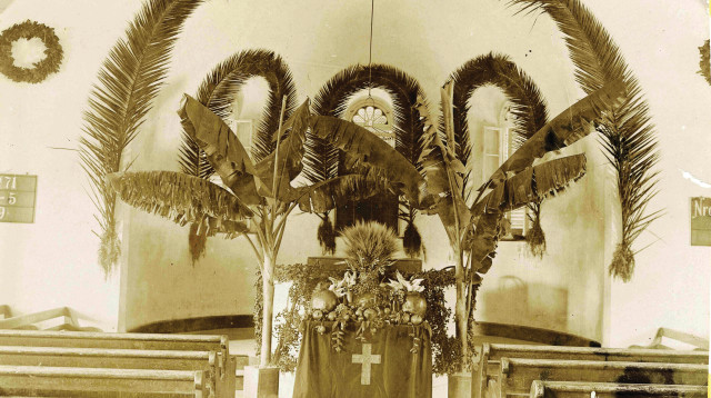 פנים בית העם הטמפלרי בחיפה - ראשית המאה ה-20 (צילום: ללא קרדיט)