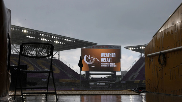 האצטדיון באורלנדו כאשר הופסק המשחק בין בנפיקה לאוקלנד בגביע העולם למועדונים (צילום: GettyImages, Federico PARRA / AFP)