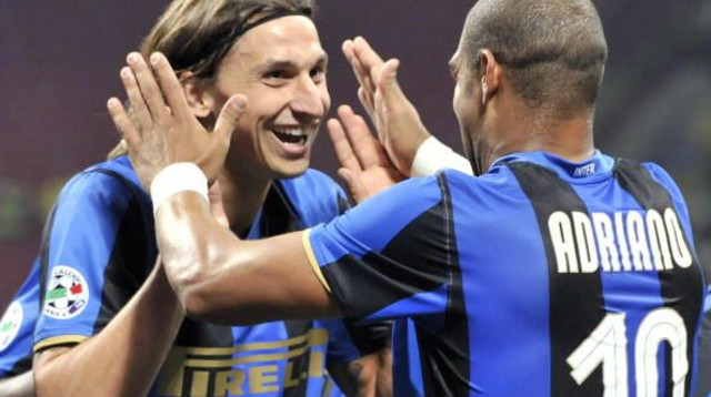 אדריאנו וזלאטן איברהימוביץ' באינטר (צילום: Getty images)