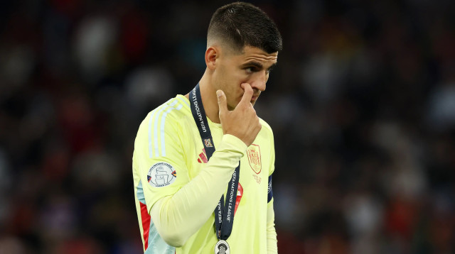 אלברו מוראטה שחקן נבחרת ספרד לאחר גמר ליגת האומות (צילום: GettyImages, Alexander Hassenstein)