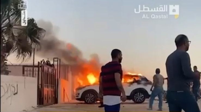 מהומות בין מתנחלים לפלסטינים בכפר מאלכ שליד רמאללה (צילום: רשתות ערביות, שימוש לפי סעיף 27 א')