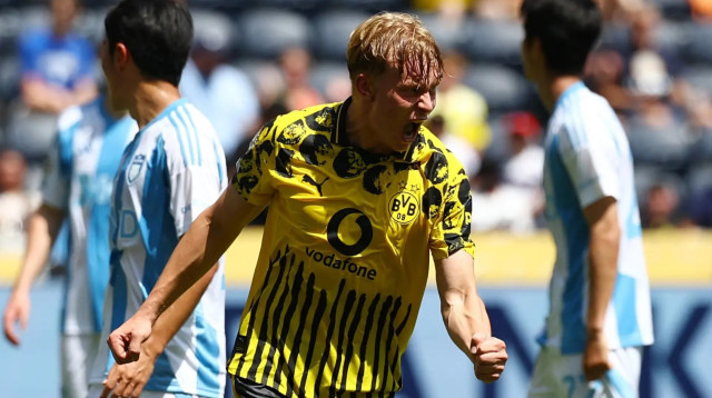 דניאל סוונסון שחקן בורוסיה דורטמונד חוגג שער (צילום: רויטרס)