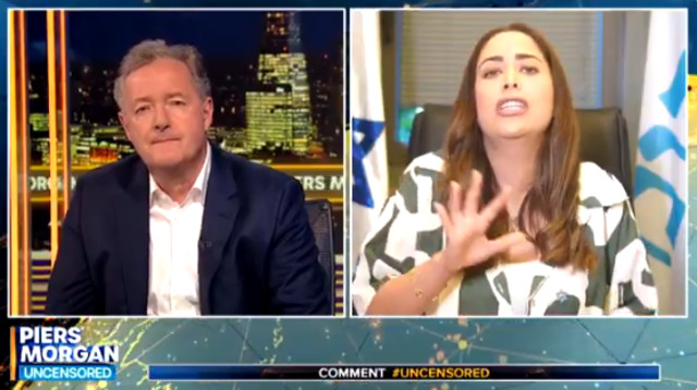 השרה מאי גולן מתראיינת אצל פירס מורגן (צילום: צילום מסך מתוך X (לשעבר טוויטר))