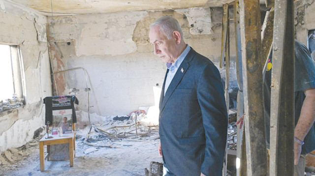 ביקור נתניהו בניר עוז (צילום: קובי גדעון לע"מ)
