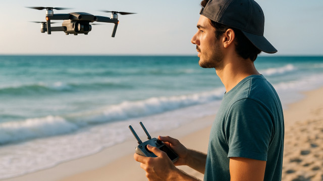 הפעלת רחפן בחוף (צילום: מעריב אונליין)