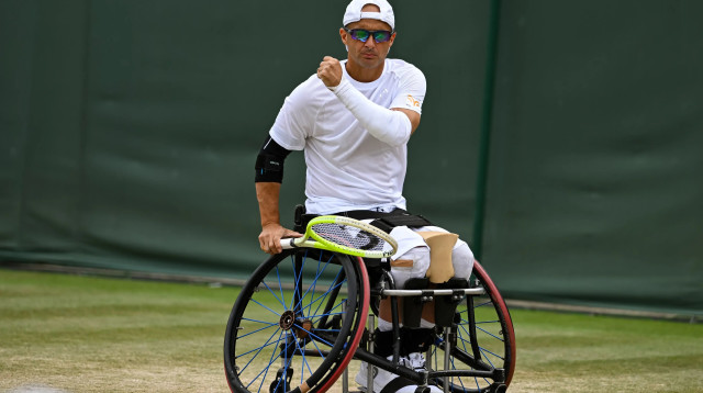 גיא ששון טניסאי פראלימפי ישראלי, גמר טורניר ווימבלדון לזוגות קוואד (צילום: GettyImages, Daniel Kopatsch)