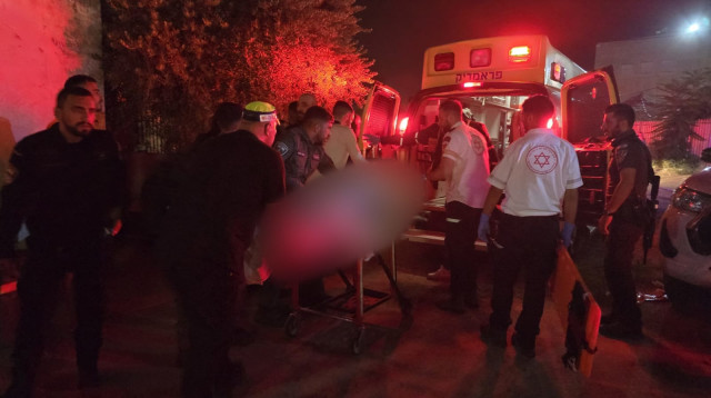 זירת רצח בלוד (למצולמים אין קשר לכתבה) (צילום: תיעוד מבצעי מד"א)