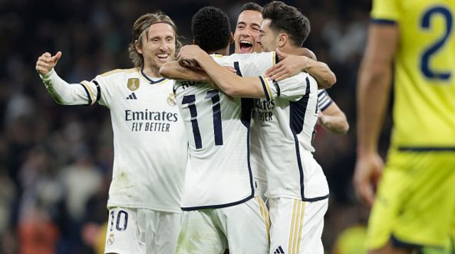 שחקני ריאל מדריד חוגגים (צילום: Soccrates Images)