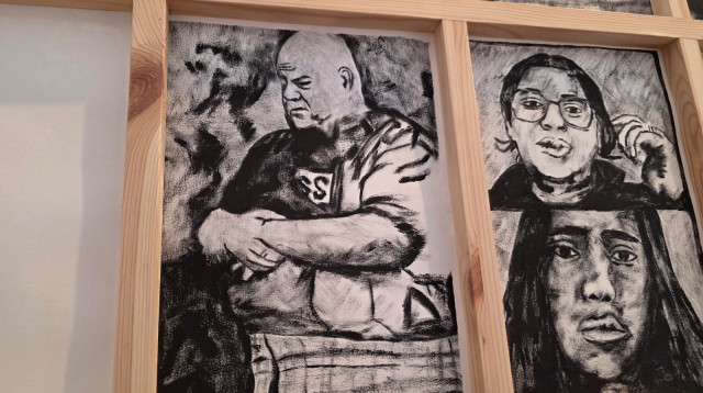 ציור מהתעורכה בבית הגפן בחיפה (צילום: דוברות ח"כ יצחק קרויזר)