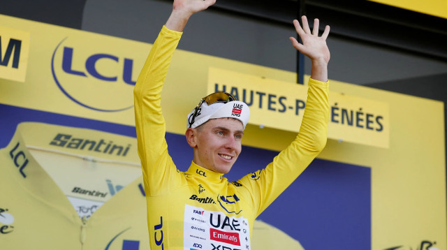 טאדיי פוגצ'אר רוכב אופניים סלובני, טור דה פראנס 2025 (צילום: רויטרס)