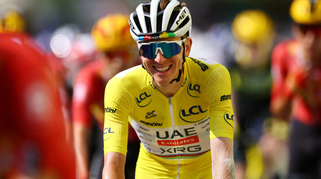 טאדיי פוגצ'אר רוכב אופניים סלובני, טור דה פראנס 2025 (צילום: רויטרס)