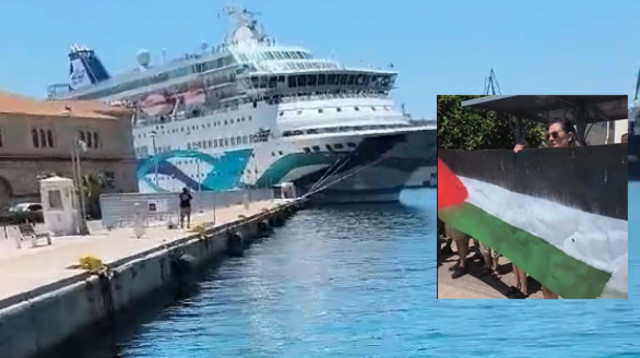 הפגנות מול אוניית מנו ספנות (צילום: שימוש לפי סעיף 27א')