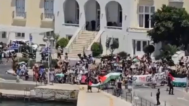 הפגנה פרו פלסטינית ביוון (צילום: שימוש לפי סעיף 27א')