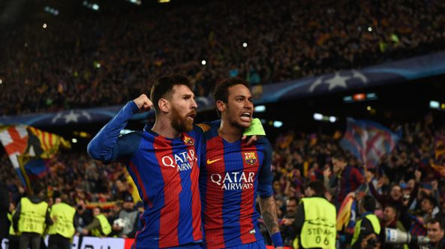 ניימאר ומסי במדי ברצלונה (צילום: Etsuo Hara)