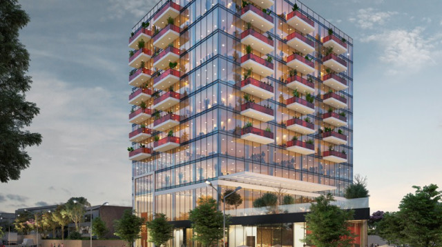 מגדל מסחר ומשרדים בוטיק ברח' לישנסקי בראשל"צ (צילום: הדמייה: אלה קוגן)