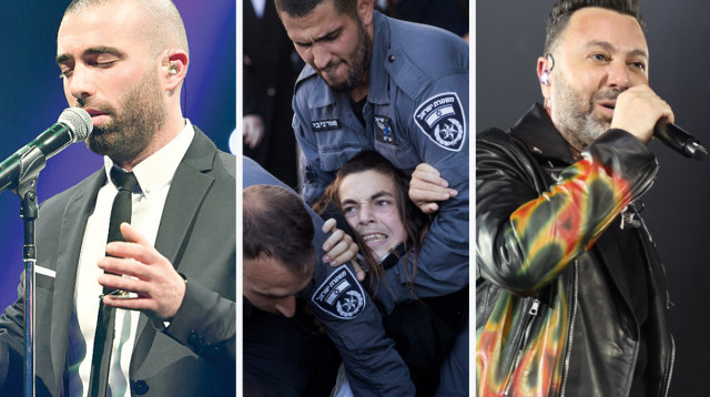 עומר אדם, ליאור נרקיס, הפגנות חרדים (צילום: אור גפן,שרון רביבו,יונתן זינדל פלאש 90)