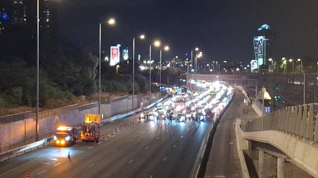 חסימות באיילון (צילום: מטה המחאה)