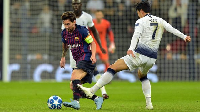 סון מול מסי בליגת האלופות (צילום: TF-Images)