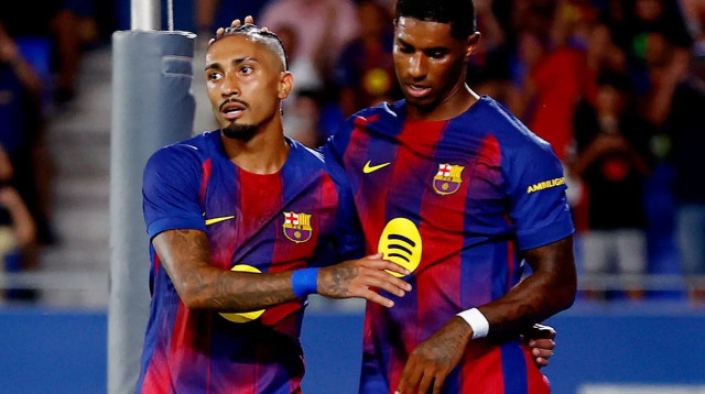 שחקני ברצלונה ראפיניה, מרכוס רשפורד (צילום: רויטרס)