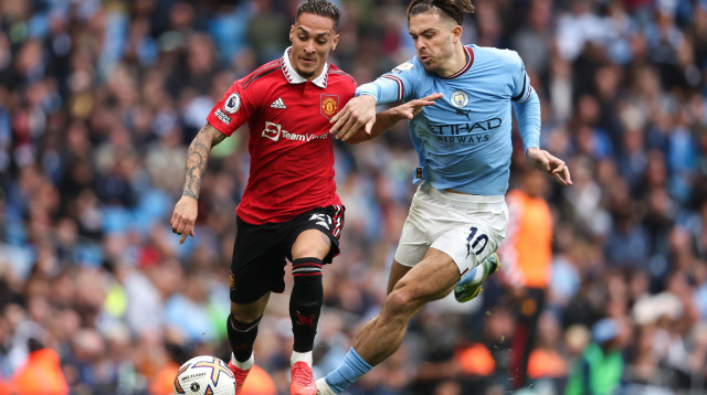 אנטוני, מנצ'סטר יונייטד, מול ג'ק גריליש, מנצ'סטר סיטי (צילום: GettyImages, Matthew Ashton - AMA)