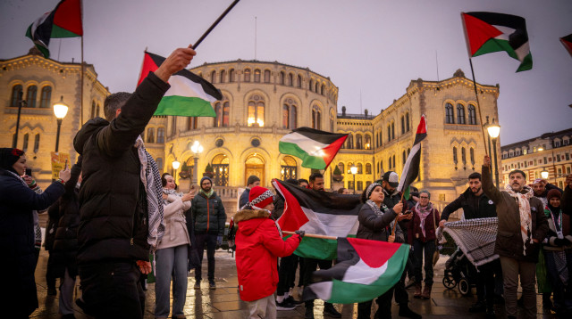 הפגנה פרו פלסטינית באוסלו, נורווגיה (צילום: רויטרס)