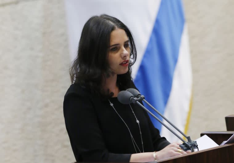 שרת המשפטים שקד. תגיע לאזכרה יחד עם הנגבי ואלי בן דהאן. צילום: פלאש 90