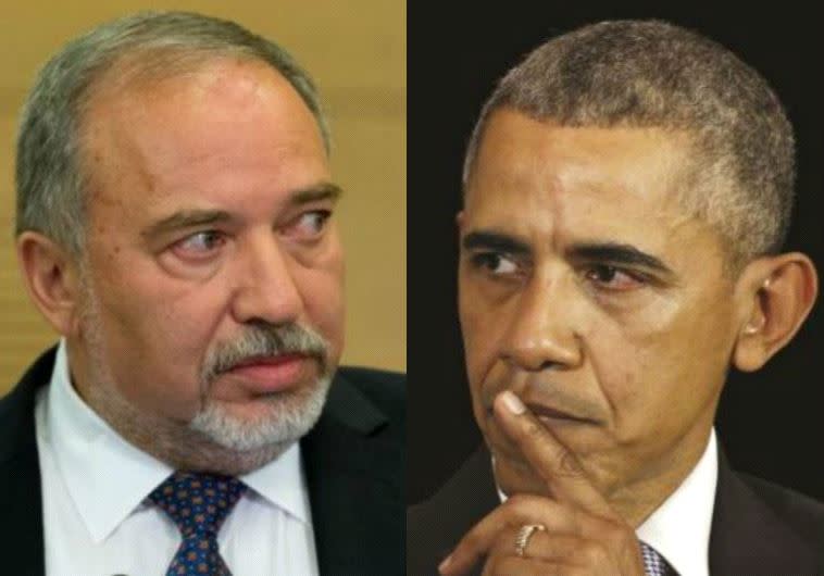 נשיא ארה''ב ברק אובמה, שר הביטחון אביגדור ליברמן. צילום: רויטרס, יונתן זינדל, פלאש 90