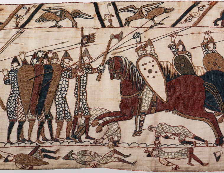 קרב הייסטינגס, לפי ציור "השטיח של המלכה מטילדה"