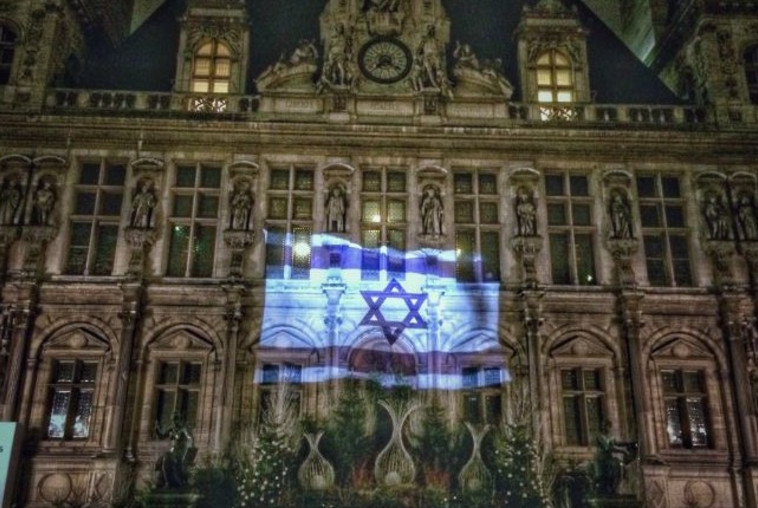 דגל ישראל על בית עיריית פריז השנה. צילום: טוויטר