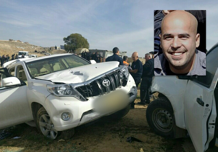 זירת פיגוע הדריסה שהתרחש הבוקר באום אל חיראן, בו נרצח רס''מ ארז (עמדי) לוי ז''ל