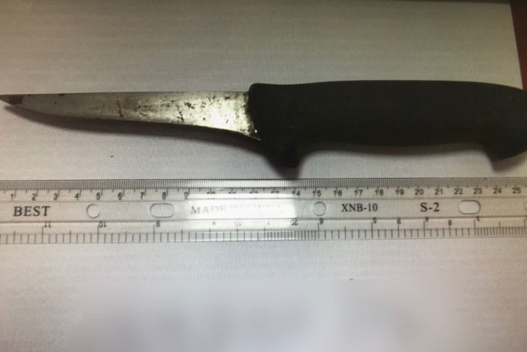הסכין ששימשה להריגת תושבה קריית גת. צילום: דוברות המשטרה 