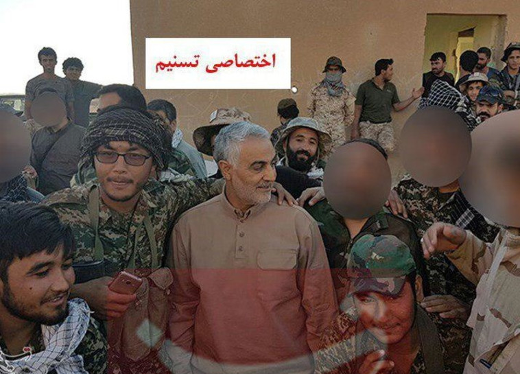 גנרל סולימאני בחברת המיליציה השיעית בסוריה. צילום: טוויטר