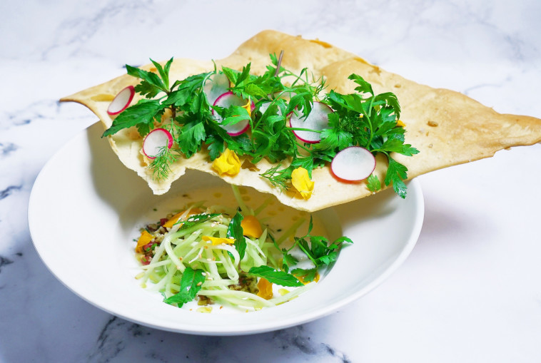 מרק יוגורט צונן וקרקר בפאסטל