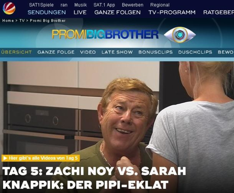 צחי נוי, האח הגדול גרמניה, צילו מסך: sat1.de 