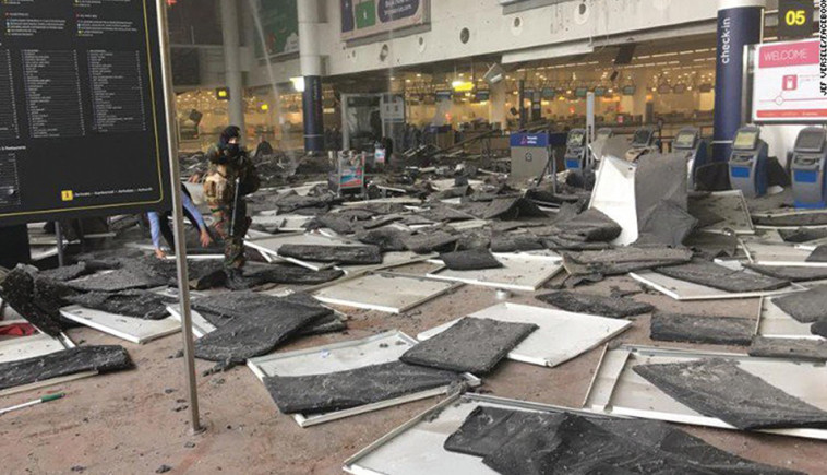 נמל התעופה של בריסל לאחר רציחתם של 32 בני אדם בפיגוע התאבדות. צילום: טוויטר