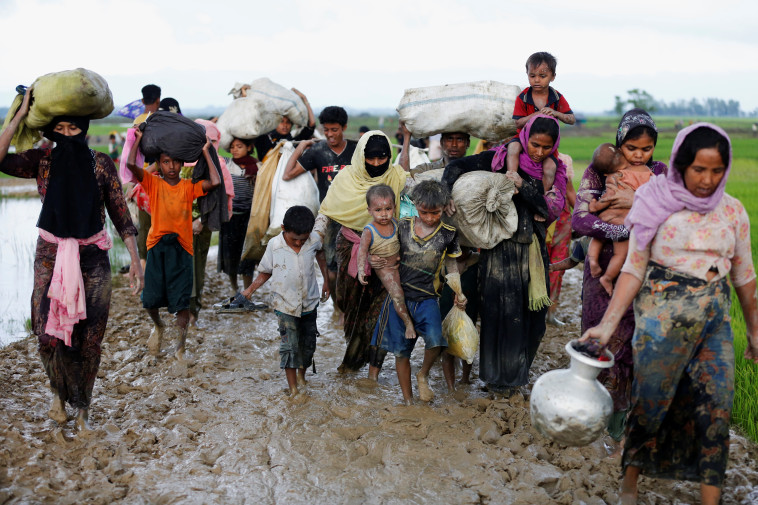 פליטים בני הרוהינגיה בורחים מבתיהם, צילום: רויטרס