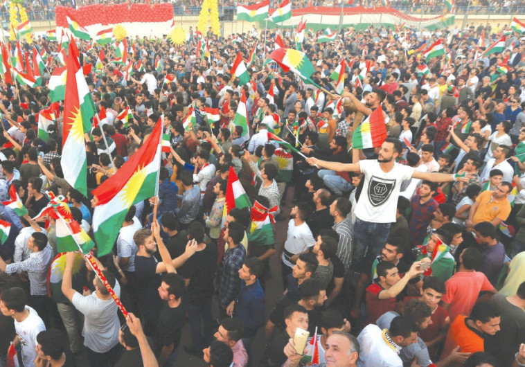 הכורדים מפגינים בעד משאל העם. צילום: רויטרס
