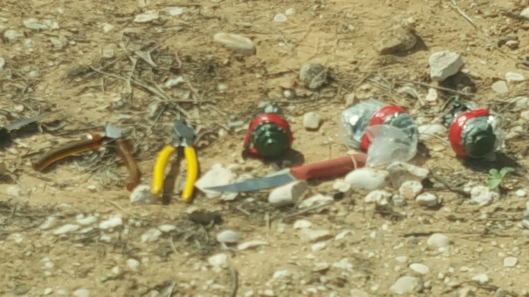 הרימונים שנתפסו בידי הפלסטינים. צילום: דובר צה"ל
